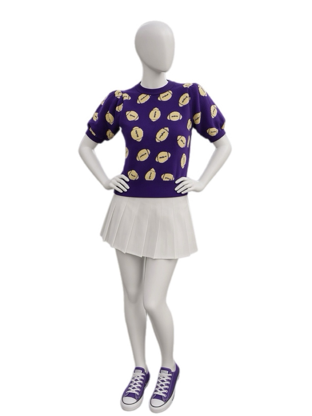 PEACH LOVE CALIFORNIA purple and yellow football sweater S M L